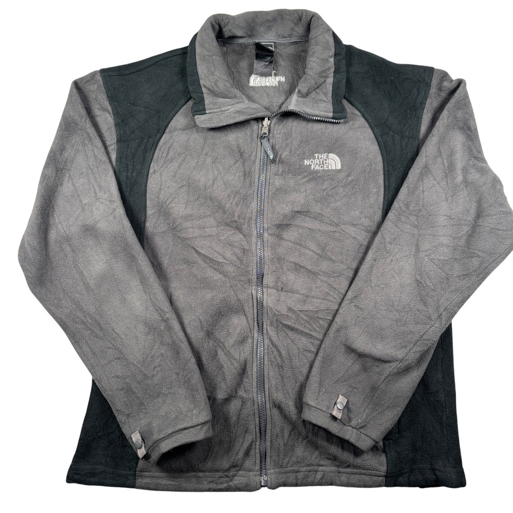 The North Face Fleece Jacket Men Medium Grey Black Full Zip Denali Style A48A